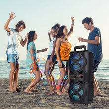Load image into Gallery viewer, Portable Bluetooth Speaker with Subwoofer Bass, Dual 6.5" LED Woofers and Microphone