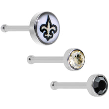 Load image into Gallery viewer, 20G Licensed NFL New Orleans Saints Logo Nose Bone 3 Pack Set