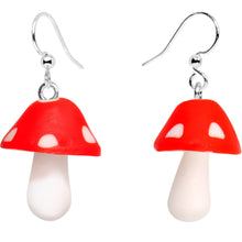 Load image into Gallery viewer, Handcrafted Silver Plated Trippy Mushrooms Fishhook Earrings