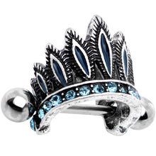 Load image into Gallery viewer, 16G 1/4 Aqua Blue Tribal Headdress Helix Cuff Cartilage Earring