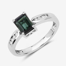 Load image into Gallery viewer, 1.19 Carat Genuine Green Tourmaline and White Diamond 14K White Gold Ring