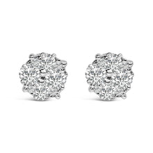 Load image into Gallery viewer, .925 Sterling Silver 1/2 cttw Prong Set Round-Cut Diamond Cluster Stud Earring (I-J Color, I2-I3 Clarity)