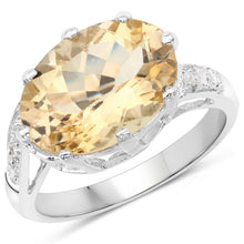 Load image into Gallery viewer, 4.63 Carat Genuine Citrine and White Topaz .925 Sterling Silver Ring