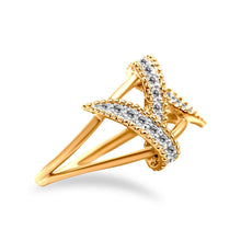 Load image into Gallery viewer, 14K Yellow Gold Plated .925 Sterling Silver 1/4 Cttw Diamond Interlocking Bypass Ring (I-J Color, I1-I2 Clarity) - Size 7