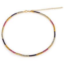 Load image into Gallery viewer, 11.65 Carat Created Multi Sapphire .925 Sterling Silver Necklace