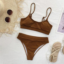 Load image into Gallery viewer, Female High Waist Swimsuit Bikini Sports Swimsuits For Women Two Piece Crop Top Bikini Set High Waist High Cut Bathing Suits Women Swimwear Two-piece Bikini Set Bathing Suit Swimwear