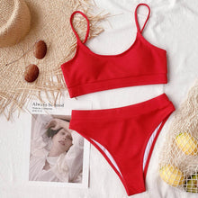 Load image into Gallery viewer, Female Push Up Swimsuit Modern Swimwear For Women Bikinis High Waist Bikini Set Solid Bikini 2 Piece Swimsuit Bathing Suits Women Bathing Suit High Waist Bikini Set Sport Wear Swimming Suit Bikini