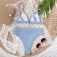 Load image into Gallery viewer, Female Swimsuit High Waist Bikini Women High Waist Swimsuits Triangle Bathing Suit V Neck Two Piece Bikini Sets Women Swimwear Two-pieces Bikini Set Ribbed Bather Bathing Suit Swim