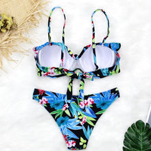 Load image into Gallery viewer, Female Two Piece Swimsuit Low Waist Bikini Floral Printing Swimwear Push Up Bathing Suit Detachable Padded Push Up Striped Bikini Set Two Piece Swimsuit Ladies Vintage Lace Bikini Sets Beach Swimwear