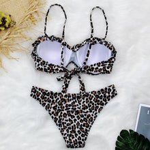 Load image into Gallery viewer, Female Two Piece Swimsuit Low Waist Bikini Floral Printing Swimwear Push Up Bathing Suit Detachable Padded Push Up Striped Bikini Set Two Piece Swimsuit Ladies Vintage Lace Bikini Sets Beach Swimwear