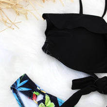 Load image into Gallery viewer, Female Two Piece Swimsuit Low Waist Bikini Floral Printing Swimwear Push Up Bathing Suit Detachable Padded Push Up Striped Bikini Set Two Piece Swimsuit Ladies Vintage Lace Bikini Sets Beach Swimwear