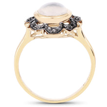 Load image into Gallery viewer, 3.04 Carat Genuine White Moonstone and Black Diamond .925 Sterling Silver Ring