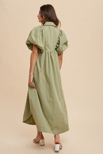 Load image into Gallery viewer, Smocked Puff Sleeve Midi Dress – Feminine Smocked Detailing, Puff Sleeves, and Midi Length for a Trendy and Elegant Look