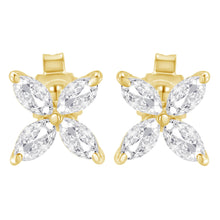 Load image into Gallery viewer, 14K White Gold 1/2 Cttw Marquise Diamond 8 Stone Floral Leaf Stud Earrings (H-I Color, SI1-SI2 Clarity)