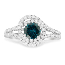 Load image into Gallery viewer, 14K White Gold 1-1/3 Cttw White & Blue Diamond Interweaving Double Halo Cocktail Statement Ring (G-H and Fancy Blue Color, SI2-I1 Clarity) - Size 6