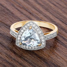 Load image into Gallery viewer, 1.58 Carat Genuine Aquamarine and White Diamond 14K Yellow Gold Ring