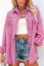 Load image into Gallery viewer, Women Exposed Seam Collared Neck Button Up Jacket with Pockets Stylish Casual Everyday Wear