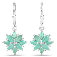 Load image into Gallery viewer, 2.92 Carat Genuine Emerald and White Diamond .925 Sterling Silver Earrings