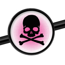 Load image into Gallery viewer, 14G Pink Black Skull Black Industrial Barbell 37mm