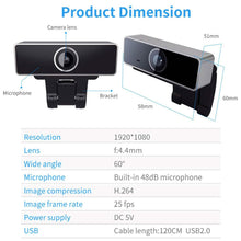 Load image into Gallery viewer, FHD 1080P Webcam USB Auto Focus with Microphone