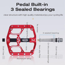 Load image into Gallery viewer, Flat Bike Pedals Road 3 Sealed Bearings Bicycle Pedals Mountain Bike Pedals Wide Platform Accessories Mountain Bike Pedals Pedals Bicycle Flat Pedals Aluminum Sealed Bearing Lightweight Platform For Road Mountain
