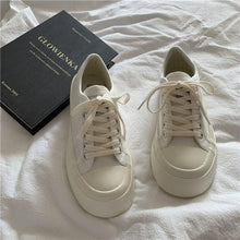 Load image into Gallery viewer, Flat White Sneakers Women's Sports Shoes Platform Vintage Casual Footwear Round Tennis Athletic Canvas Trainers White Sneakers Low Top Canvas Sneakers
