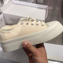 Load image into Gallery viewer, Flat White Sneakers Women's Sports Shoes Platform Vintage Casual Footwear Round Tennis Athletic Canvas Trainers White Sneakers Low Top Canvas Sneakers