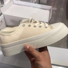 Load image into Gallery viewer, Flat White Sneakers Women's Sports Shoes Platform Vintage Casual Footwear Round Tennis Athletic Canvas Trainers White Sneakers Low Top Canvas Sneakers