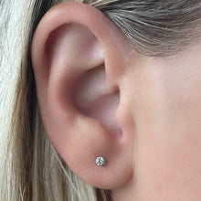Load image into Gallery viewer, Medical Grade Titanium Flat Back Earring 18G 3mm CZ Reversible Star
