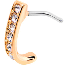 Load image into Gallery viewer, 18G Clear CZ Rose Gold Tone Sleek Faux Hoop L Shaped Nose Ring