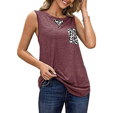 Load image into Gallery viewer, Women's Summer Tank Tops Leopard Pocket Sleeveless Blouse