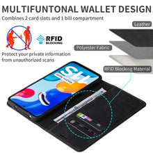 Load image into Gallery viewer, Flip Leather RFID Blocking Wallet Case For Xiaomi Redmi Note 11 10 9 8 7 10C 10A 9 9A 9C 9T 8 Xiaomi Poco X3 X4 NFC M3 M4 Pro F3 Magnetic Leather Wallet Card Slots Phone Case Flip Bumper Protective Cover