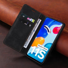Load image into Gallery viewer, Flip Leather RFID Blocking Wallet Case For Xiaomi Redmi Note 11 10 9 8 7 10C 10A 9 9A 9C 9T 8 Xiaomi Poco X3 X4 NFC M3 M4 Pro F3 Magnetic Leather Wallet Card Slots Phone Case Flip Bumper Protective Cover