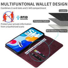Load image into Gallery viewer, Flip Leather RFID Blocking Wallet Case For Xiaomi Redmi Note 11 10 9 8 7 10C 10A 9 9A 9C 9T 8 Xiaomi Poco X3 X4 NFC M3 M4 Pro F3 Magnetic Leather Wallet Card Slots Phone Case Flip Bumper Protective Cover