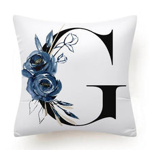 Load image into Gallery viewer, Floral Pillow Covers Alphabet Decorative Pillow Cases ABC Letter Flowers Cushion Covers Blue Flowers Polyester Pillowcase Decorative Sofa Pillows Cover Luxury Soft Materials