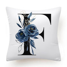Load image into Gallery viewer, Floral Pillow Covers Alphabet Decorative Pillow Cases ABC Letter Flowers Cushion Covers Blue Flowers Polyester Pillowcase Decorative Sofa Pillows Cover Luxury Soft Materials