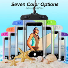Load image into Gallery viewer, Florescent Universal Waterproof Phone Pouch Case Diving Swimming Bag Luminous Mobile Cover For Phone Sports Beach Pool 6 inch Universal Water Proof Mobile Pouch/Case Cover for Rain Protection & Under Water Swimming Bag Case and Strap