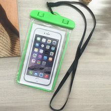Load image into Gallery viewer, Florescent Universal Waterproof Phone Pouch Case Diving Swimming Bag Luminous Mobile Cover For Phone Sports Beach Pool 6 inch Universal Water Proof Mobile Pouch/Case Cover for Rain Protection & Under Water Swimming Bag Case and Strap