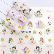 Load image into Gallery viewer, Flower Animal Designs Water Transfer Sticker Nail Art Decals Fashion Wraps Tips Manicure Tools Nail Watermark Decals iridescent Decoration Nail Self-Adhesive Decals Nail Stickers Water Transfer Fresh Nail Decals for Nail Art