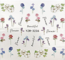 Load image into Gallery viewer, Flower Animal Designs Water Transfer Sticker Nail Art Decals Fashion Wraps Tips Manicure Tools Nail Watermark Decals iridescent Decoration Nail Self-Adhesive Decals Nail Stickers Water Transfer Fresh Nail Decals for Nail Art