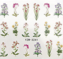 Load image into Gallery viewer, Flower Animal Designs Water Transfer Sticker Nail Art Decals Fashion Wraps Tips Manicure Tools Nail Watermark Decals iridescent Decoration Nail Self-Adhesive Decals Nail Stickers Water Transfer Fresh Nail Decals for Nail Art