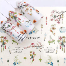 Load image into Gallery viewer, Flower Animal Designs Water Transfer Sticker Nail Art Decals Fashion Wraps Tips Manicure Tools Nail Watermark Decals iridescent Decoration Nail Self-Adhesive Decals Nail Stickers Water Transfer Fresh Nail Decals for Nail Art