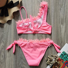 Load image into Gallery viewer, Flower Girl Swimsuit Ruffle Women Swimwear Kids Children Toddler Bikini Bathing Suit Beachwear Sets Kids Two Piece Children's Swimwear Toddler Girl Bikini Little Girls Cute Princess Pink Bathing Suit Summer Beachwear