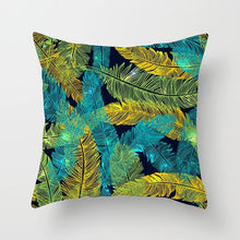 Load image into Gallery viewer, Flower Leaves Pattern Throw Pillow Case Teal Blue Cushion Covers Modern Teal Throw Pillow Covers Ocean Bohemia Decorative Couch Pillow Cases Sea Cotton Linen Decorative Pillowcases