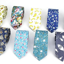 Load image into Gallery viewer, Flower Theme Cotton Slim Men Necktie Casual Business Design Skinny Necktie Floral Print Party Necktie For Men