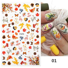 Load image into Gallery viewer, Flowers Leaves Line 3D Nail Stickers Autumn Winter Fall Leaf Design Transfer Sliders Abstract Waves Nail Art Decals Manicures Decal Self-Adhesive 3D Wave Design Decoration for Women Girls Tape Nail Art Stickers Decal Decoration