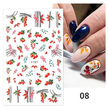 Load image into Gallery viewer, Flowers Leaves Line 3D Nail Stickers Autumn Winter Fall Leaf Design Transfer Sliders Abstract Waves Nail Art Decals Manicures Decal Self-Adhesive 3D Wave Design Decoration for Women Girls Tape Nail Art Stickers Decal Decoration