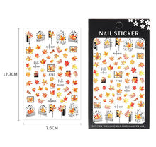 Load image into Gallery viewer, Flowers Leaves Line 3D Nail Stickers Autumn Winter Fall Leaf Design Transfer Sliders Abstract Waves Nail Art Decals Manicures Decal Self-Adhesive 3D Wave Design Decoration for Women Girls Tape Nail Art Stickers Decal Decoration