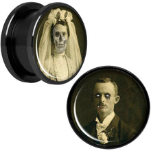 Load image into Gallery viewer, Undead Bride and Groom Halloween Black Anodized Plug Set 5/8