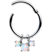 Load image into Gallery viewer, 16G 3/8 White Synthetic Opal Bunch Hinged Segment Ring